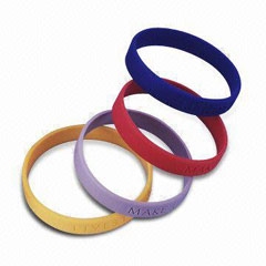 Wristband made of silicone rubber suitable for various applications