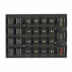 A black remote control with a number of buttons on it